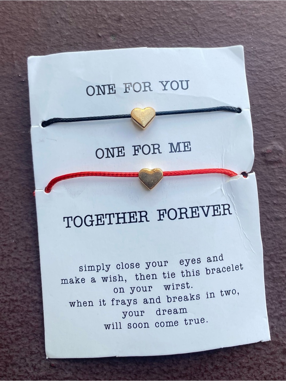 Couples String Bracelet Set - Gold Heart on Black & Red Cords